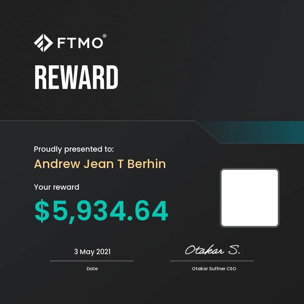 Versement FTMO — 5 934,64 $ (mai 2021)